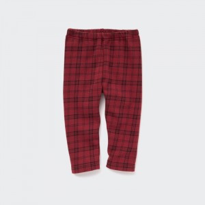 Uniqlo Fleece (Checked) Leggings Baby Rot | YRCZ-62739