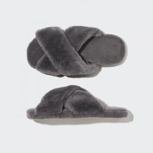 Uniqlo Fleece Room Shoes (Furry Fleece) Hausschuhe Herren Grau | GILO-37096