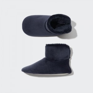 Uniqlo Fleece Room Shoes (Velour Boots) Hausschuhe Herren Navy | EWRZ-54086