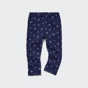 Uniqlo Fleece (Star) Leggings Baby Navy | PVDH-59703