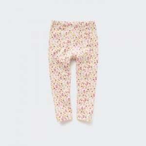 Uniqlo Floral Gerippt Leggings Baby Weiß | DCBU-96073