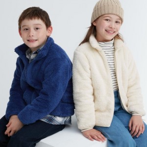 Uniqlo Fluffy Yarn Fleece Full-Zip Jacken Kinder Blau | KUAD-67259