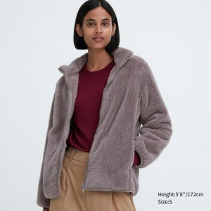 Uniqlo Fluffy Yarn Fleece Full-Zip Jacken Damen Braun | XPIR-93216