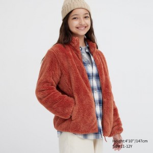 Uniqlo Fluffy Yarn Fleece Full-Zip Jacken Kinder Orange | LZIA-12057