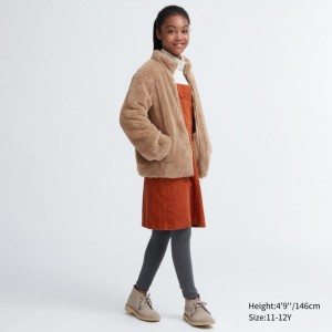 Uniqlo Fluffy Yarn Fleece Full-Zip Jacken Kinder Beige | NHIF-83917