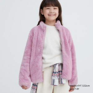 Uniqlo Fluffy Yarn Fleece Full-Zip Jacken Kinder Rosa | DTHC-42136