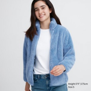 Uniqlo Fluffy Yarn Fleece Full-Zip Jacken Damen Blau | RLVP-94187