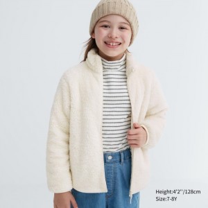 Uniqlo Fluffy Yarn Fleece Full-Zip Jacken Kinder Weiß | MBHF-02857