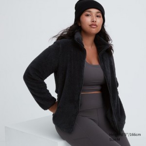 Uniqlo Fluffy Yarn Fleece Full-Zip Jacken Damen Schwarz | SRGO-76840