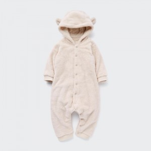 Uniqlo Fluffy Yarn Fleece Outfit Einteiler Baby Natural | YNGR-58172