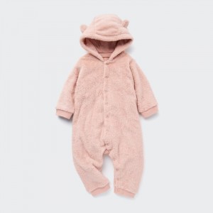 Uniqlo Fluffy Yarn Fleece Outfit Einteiler Baby Rosa | OZAY-46057