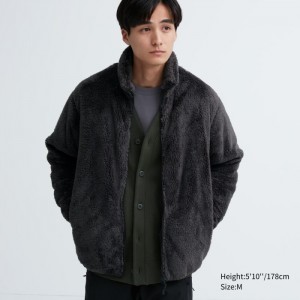 Uniqlo Fluffy Yarn Full-Zip Fleece Damen Dunkelgrau | QXUT-10265