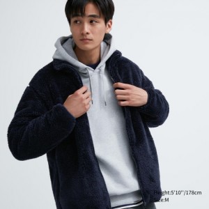 Uniqlo Fluffy Yarn Full-Zip Fleecejacken Herren Navy | FRGL-35208