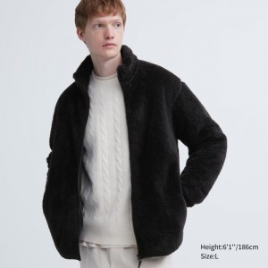 Uniqlo Fluffy Yarn Full-Zip Fleecejacken Herren Schwarz | GKTH-84762