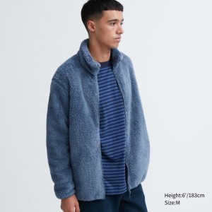 Uniqlo Fluffy Yarn Full-Zip Fleecejacken Herren Blau | PZHO-23147