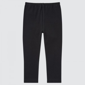 Uniqlo Full-Length (Gerippt) Leggings Baby Schwarz | JSGN-01953