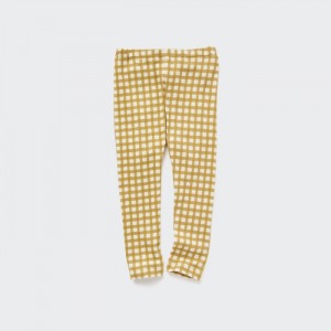 Uniqlo Gerippt Full-Length (Check) Leggings Baby Gelb | RCTP-79841