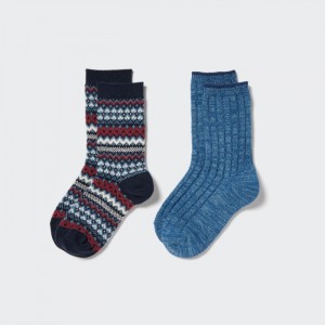 Uniqlo HEATTECH (2 Pairs) Socken Kinder Blau | PTLE-38609