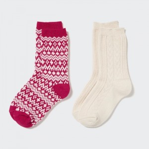 Uniqlo HEATTECH (2 Pairs) Socken Kinder Rot | BFAG-71659