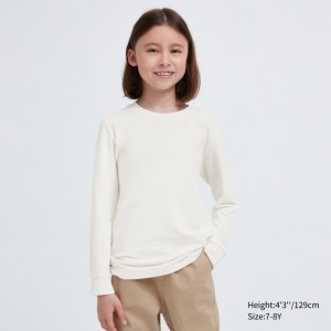 Uniqlo HEATTECH Baumwoll Crew Neck Long-Sleeve (Extra Warm) T-Shirt Kinder Weiß | PZVN-40371