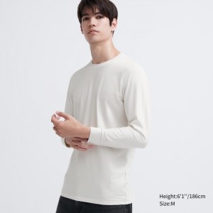 Uniqlo HEATTECH Baumwoll Crew Neck Long-Sleeve T-Shirt (Extra Warm) Undershirts Herren Weiß | VETQ-19285