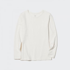 Uniqlo HEATTECH Baumwoll Crew Neck Long-Sleeve T-Shirt (Extra Warm) (2022 Edition) Undershirts Damen Weiß | WMTD-20746