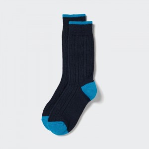 Uniqlo HEATTECH Cable Socken Damen Navy | FQID-97218