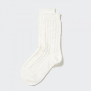 Uniqlo HEATTECH Cable Socken Damen Weiß | DPCJ-54798