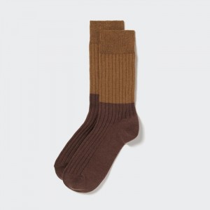 Uniqlo HEATTECH Color Block Socken Herren Braun | ADBU-73462