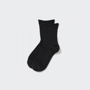 Uniqlo HEATTECH Crew Top Roll Socken Damen Schwarz | ZSAM-01836