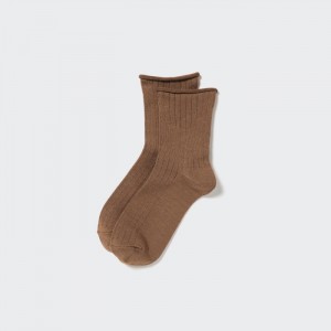 Uniqlo HEATTECH Crew Top Roll Socken Damen Braun | VIRT-30276