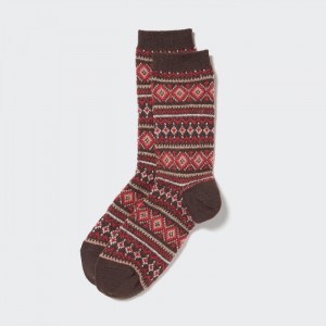 Uniqlo HEATTECH Fair Isle Socken Damen Braun | LORI-26450