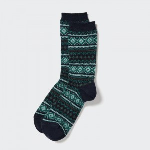 Uniqlo HEATTECH Fair Isle Socken Damen Navy | EYJI-08769