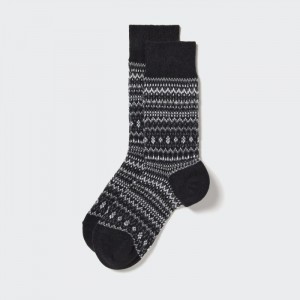 Uniqlo HEATTECH Fair Isle Socken Herren Schwarz | DNGI-34096