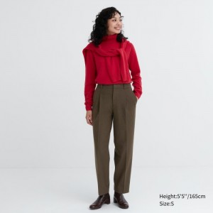 Uniqlo HEATTECH Falten Tapered Hose Damen Olivgrün | HDGV-15796