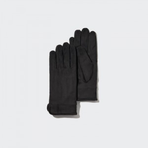 Uniqlo HEATTECH Gefütterte Faux Wildleder Handschuhe Damen Schwarz | FQWH-92781