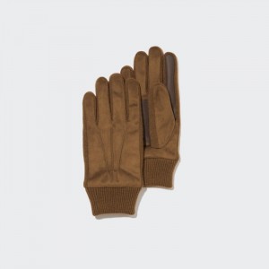 Uniqlo HEATTECH Gefütterte Faux Wildleder Handschuhe Damen Braun | PITY-31208