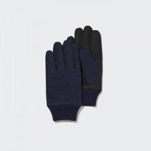 Uniqlo HEATTECH Gefütterte Faux Wolle Handschuhe Herren Navy | XDCR-74263