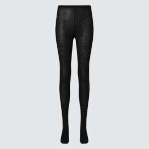 Uniqlo HEATTECH Gerippt Gestrickt Tights Damen Schwarz | ABZM-16849