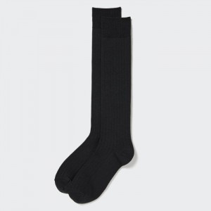 Uniqlo HEATTECH Gerippt Knee-High Socken Damen Schwarz | BIOW-26871