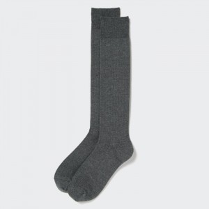 Uniqlo HEATTECH Gerippt Knee-High Socken Damen Dunkelgrau | TPGA-38946