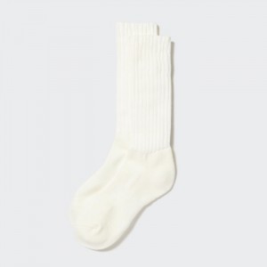 Uniqlo HEATTECH Gerippt Pile-Gefütterte Socken Damen Weiß | SLMU-59361