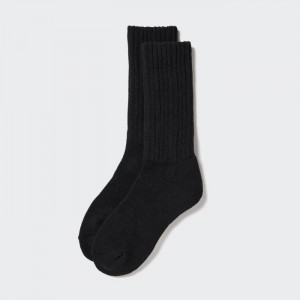 Uniqlo HEATTECH Gerippt Pile-Gefütterte Socken Damen Schwarz | DNKO-92681