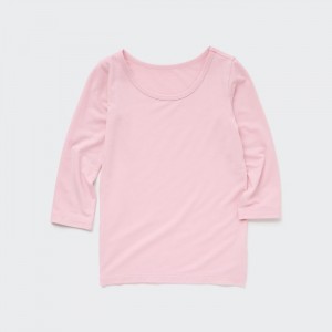 Uniqlo HEATTECH Scoop Neck Long-Sleeve T-Shirt Baby Rosa | WSON-29640