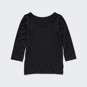 Uniqlo HEATTECH Scoop Neck Long-Sleeve T-Shirt Baby Schwarz | AGIF-68324