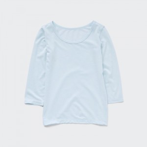 Uniqlo HEATTECH Scoop Neck Long-Sleeve T-Shirt Baby Hellblau | BGFP-96451