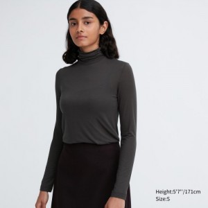 Uniqlo HEATTECH Ultra Light Turtleneck Long-Sleeve T-Shirt Undershirts Damen Dunkelgrau | TCLQ-26501