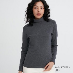 Uniqlo HEATTECH Ultra Warm High Neck T-Shirt Undershirts Damen Dunkelgrau | OVPY-07135