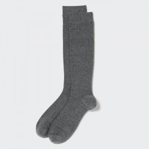 Uniqlo HEATTECH Weite Gerippt Knee High Socken Herren Dunkelgrau | PUFN-40197