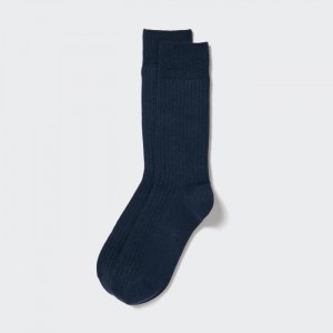 Uniqlo HEATTECH Weite Gerippt Socken Herren Navy | XUCT-61807